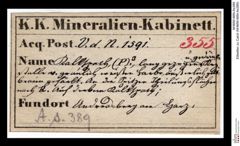 Etiketten zu Calcit (NHMW-MIN-As389)